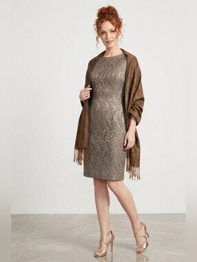 NWT White House Black Market Pewter Lace Sheath Dress
